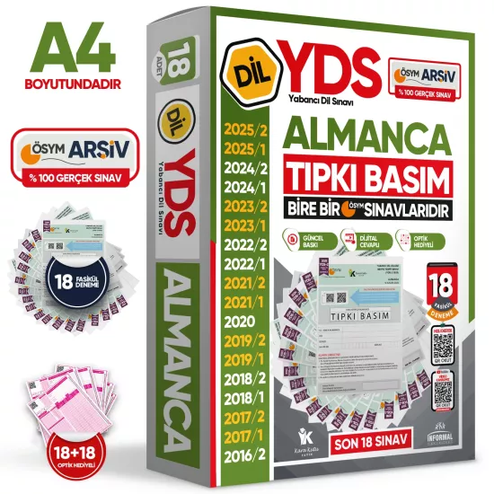2026 YDS Almanca ÖSYM Tıpkı Basım Çıkmış Soru Deneme Paketi 18li Fasikül SETİ