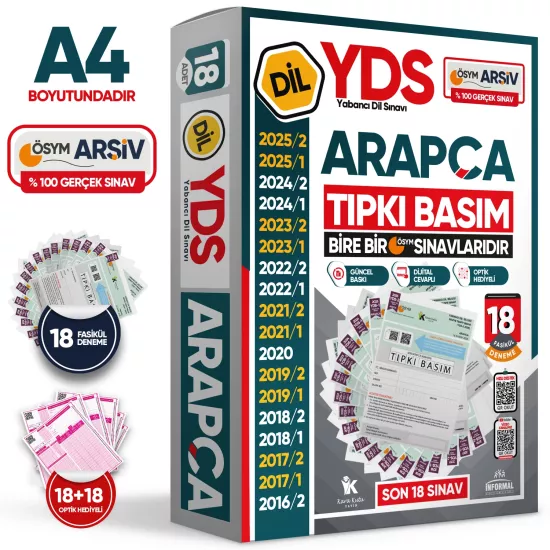 2026 YDS Arapça ÖSYM Tıpkı Basım Çıkmış Soru Deneme Paketi 18li Fasikül SETİ