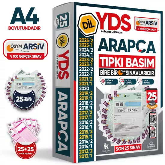 2026 YDS Arapça ÖSYM Tıpkı Basım Çıkmış Soru Deneme Paketi 25li Fasikül SETİ