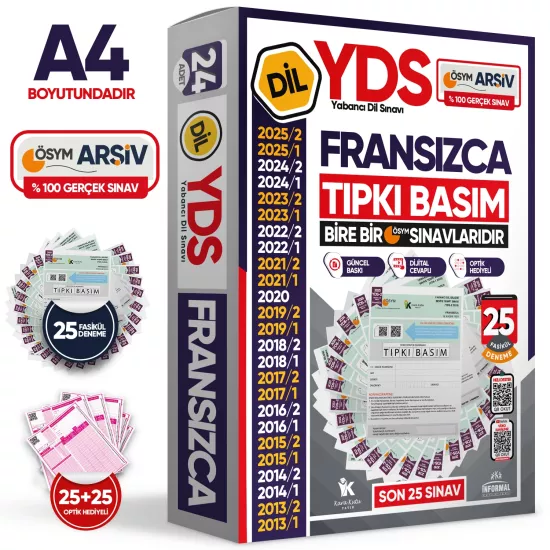 2026 YDS Fransızca ÖSYM Tıpkı Basım Çıkmış Soru Deneme Paketi 25li Fasikül SETİ