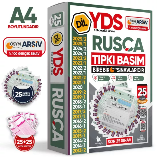 2026 YDS Rusça ÖSYM Tıpkı Basım Çıkmış Soru Deneme Paketi 25li Fasikül SETİ