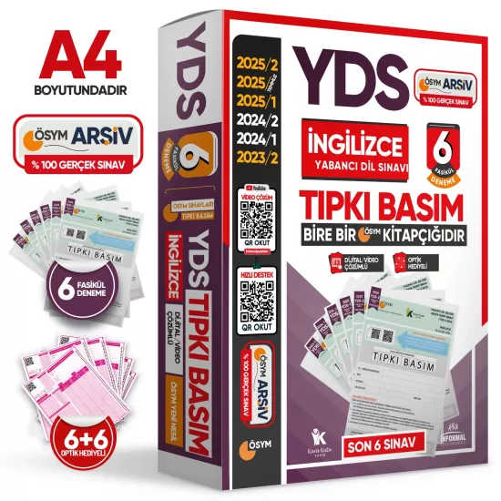2026 YDS İngilizce ÖSYM Tıpkı Basım Çıkmış Soru 6lı Deneme Paketi Video/PDF Çözümlü Türkiye Geneli