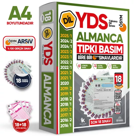2026 YDS Almanca ÖSYM Tıpkı Basım Çıkmış Soru Deneme Paketi 18li Fasikül SETİ