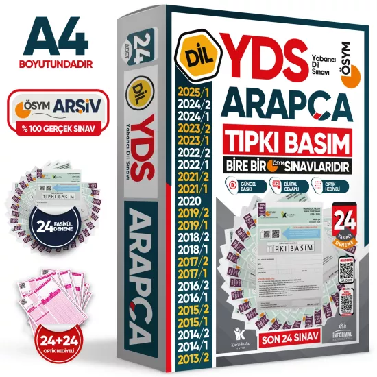 2026 YDS Arapça ÖSYM Tıpkı Basım Çıkmış Soru Deneme Paketi 24lü Fasikül SETİ