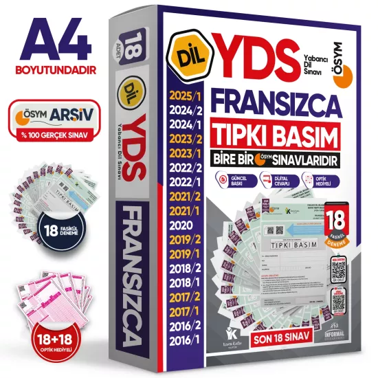 2026 YDS Fransızca ÖSYM Tıpkı Basım Çıkmış Soru Deneme Paketi 18li Fasikül SETİ