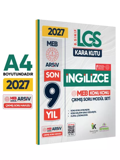 2027 LGS 8.Sınıf İNGİLİZCE Karakutu MEB Çıkmış Soru Modülü Video/PDF Çözümlü Konu Konu Son 9 Yıl