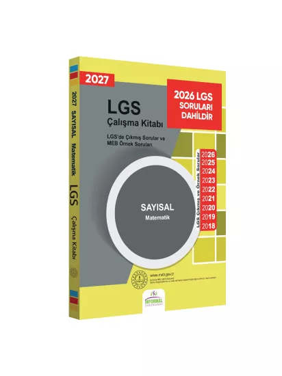 2027 LGS 8.Sınıf Çıkmış ve MEB Örnek Soruları Matematik Sayısal Çalışma Kitabı A4 RENKLİ Baskı