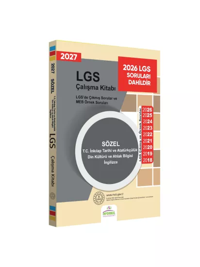 2027 LGS 8.Sınıf Çıkmış ve MEB Örnek Soruları Tarih-Din-İng Sözel Çalışma Kitabı A4 RENKLİ Baskı