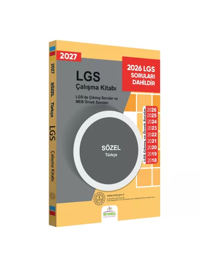 2027 LGS 8.Sınıf Çıkmış ve MEB Örnek Soruları Türkçe Sözel Çalışma Kitabı A4 RENKLİ Baskı