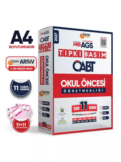 2027 MEB-AGS ÖABT OKUL ÖNCESİ Öğretmenliği ÖSYM Tıpkı Basım 10lu Deneme Paketi Türkiye Geneli