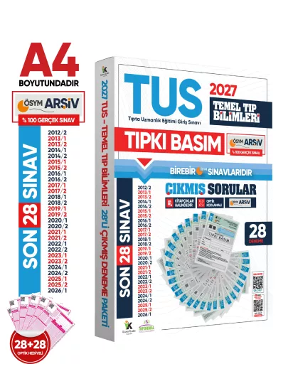 2027 TUS Klinik Tıp Bilimleri ÖSYM Çıkmış Soru Tıpkı Basım Son 15 Yıl 28li Deneme Kitapçığı
