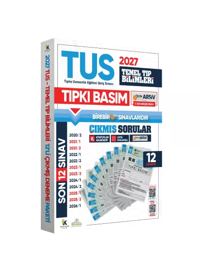  2027 TUS Temel Tıp Bilimleri ÖSYM Çıkmış Soru Tıpkı Basım Son 7 Yıl 12li Deneme Kitapçığı