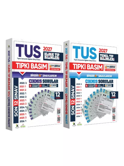 2027 TUS Temel&Klinik Tıp Bilimleri ÖSYM Çıkmış Soru Tıpkı Basım Son 7 Yıl 24lü Deneme Kitapçığı