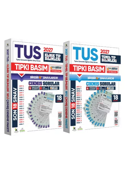 2027 TUS Temel&Klinik Tıp Bilimleri ÖSYM Çıkmış Soru Tıpkı Basım Son 10 Yıl 36lı Deneme Kitapçığı