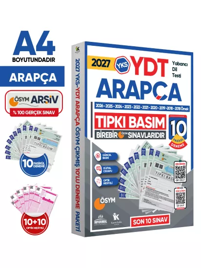 2027 YKS YDT ARAPÇA ÖSYM Çıkmış Soru Tıpkı Basım Deneme Paketi 10lu Türkiye Geneli