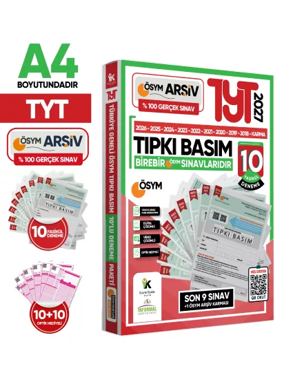 2027 YKS TYT ÖSYM Çıkmış Soru Tıpkı Basım 10lu Deneme Paketi Türkiye Geneli Video ve Dijital Çözümlü