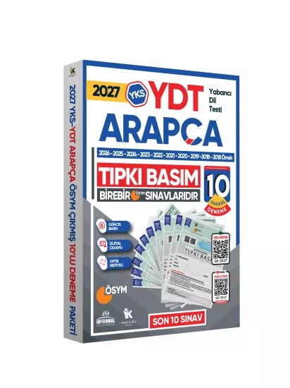 2027 YKS YDT ARAPÇA ÖSYM Çıkmış Soru Tıpkı Basım Deneme Paketi 10lu Türkiye Geneli