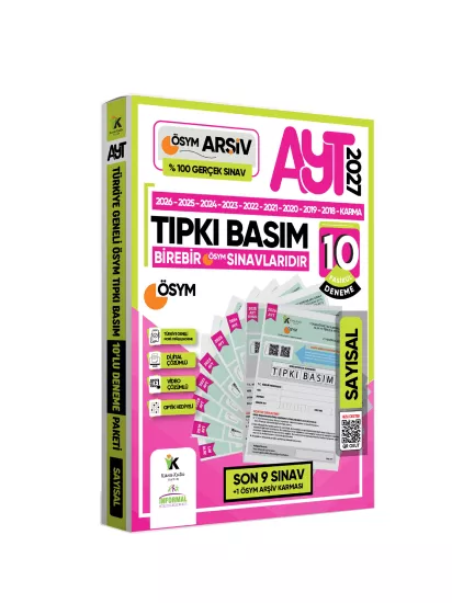 2027 AYT SAYISAL ÖSYM Çıkmış Soru Tıpkı Basım 10lu Deneme Paketi Türkiye Geneli Çözümlü SET
