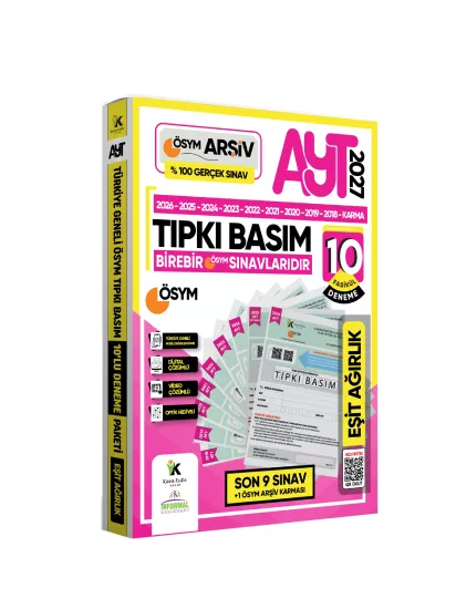 2027 AYT Eşit Ağırlık (TM) ÖSYM Çıkmış Soru Tıpkı Basım 10lu Deneme Paketi Türkiye Geneli Çözümlü SET
