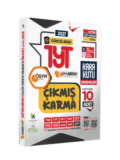 2027 TYT ÖSYM Çıkmış Karma Kara Kutu Sayısal-Sözel-Eşit Ağırlık TG 10lu Deneme Paketi D.Çözümlü