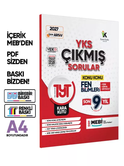 2027 YKS-TYT SAYISAL Çıkmış Soru Bankası Kara Kutu 2li Set Konu Konu Son 9 Yıl Video/PDF Çözümlü