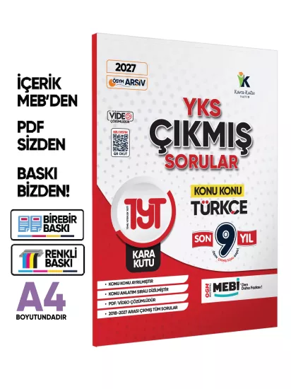 2027 YKS-TYT SÖZEL Çıkmış Soru Bankası Kara Kutu 2li Set Konu Konu Son 9 Yıl Video/PDF Çözümlü
