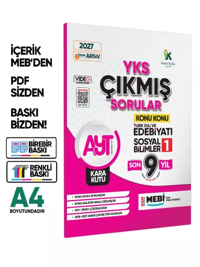 2027 YKS-AYT Sayısal - Sözel Çıkmış Soru Bankası KaraKutu 4lü Set Konu Konu Son 9 Yıl Video Çözümlü