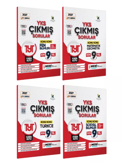 2027 YKS-TYT Tüm Dersler Çıkmış Soru Bankası Kara Kutu 4lü Set Konu Konu Son 9 Yıl Video/PDF Çözümlü