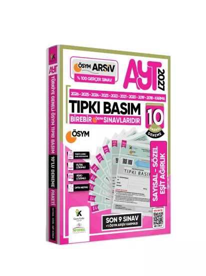 2027 AYT (SAY-SÖZ-TM) ÖSYM Çıkmış Soru Tıpkı Basım 10lu Deneme Paketi T.G. Video ve Dijital Çözümlü