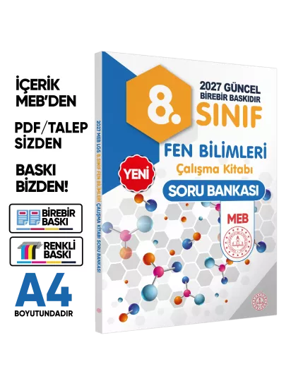 2027 8.Sınıf LGS Fen Bilimleri MEB ÇKS (Renkli Baskı A4 Boyutlu) BASKI ÜCRETİ