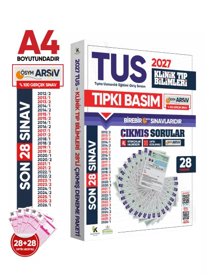 2027 TUS Temel&Klinik Tıp Bilimleri ÖSYM Çıkmış Soru Tıpkı Basım Son 15 Yıl 56lı Deneme Kitapçığı