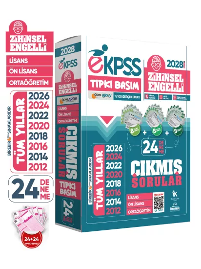 2028 EKPSS Lisans-Önlisans-Ortaöğretim Zihinsel Engelli ÖSYM Tıpkı Basım 24li Kitapçık Deneme Paketi