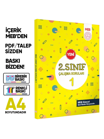 MEB İlkokul 2.Sınıf Çalışma Soruları 1 Tüm Dersler Kazanım Pekiştirme Kitabı BASKI ÜCRETİ