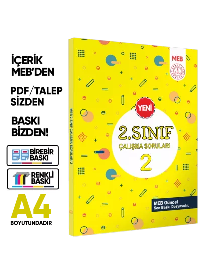 MEB İlkokul 2.Sınıf Çalışma Soruları 2 Tüm Dersler Kazanım Pekiştirme Kitabı BASKI ÜCRETİ