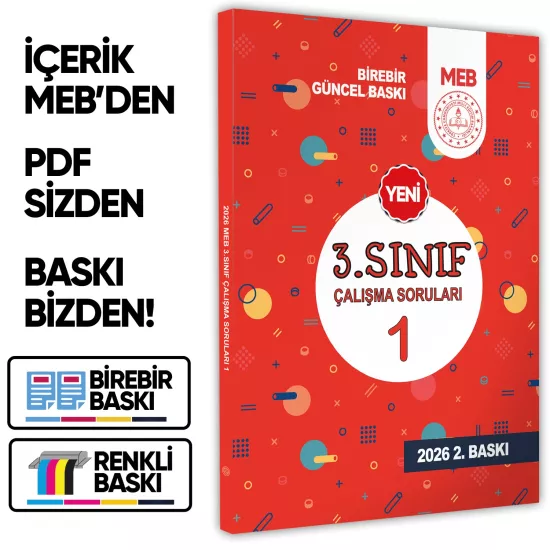 2026 MEB İlkokul 3.Sınıf Çalışma Soruları 1 Tüm Dersler Kazanım Pekiştirme Kitabı BASKI ÜCRETİ