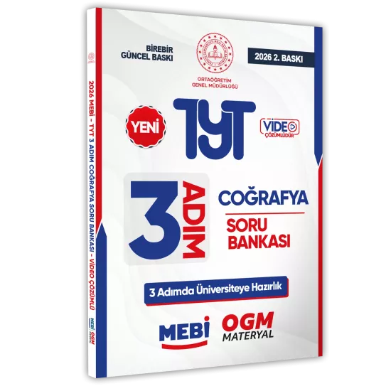 2026 TYT MEBİ-OGM 3 ADIM Coğrafya Soru Bankası RENKLİ A4 Boyut Video Çözümlü BASKI ÜCRETİ