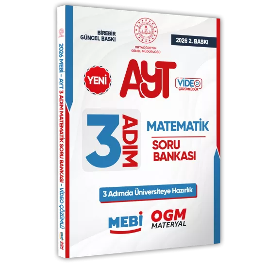 2026 AYT MEBİ-OGM 3 ADIM Matematik Soru Bankası RENKLİ A4 Boyut Video Çözümlü BASKI ÜCRETİ
