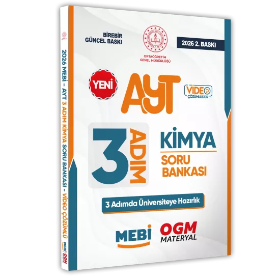 2026 AYT MEBİ-OGM 3 ADIM Kimya Soru Bankası RENKLİ A4 Boyut Video Çözümlü BASKI ÜCRETİ