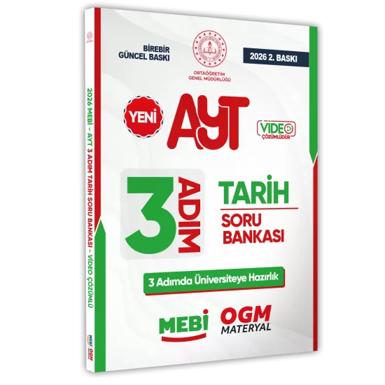 2026 AYT MEBİ-OGM 3 ADIM Tarih Soru Bankası RENKLİ A4 Boyut Video Çözümlü BASKI ÜCRETİ