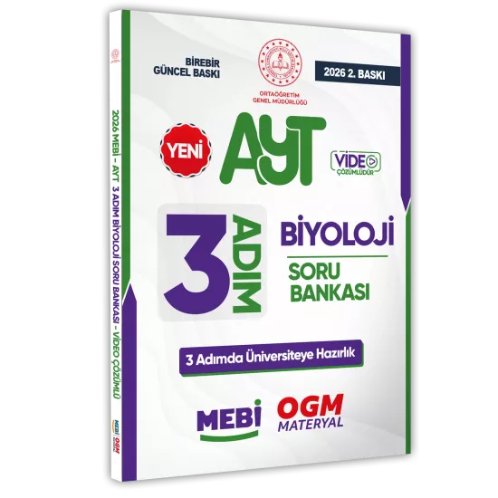 2026 AYT MEBİ-OGM 3 ADIM Biyoloji Soru Bankası RENKLİ A4 Boyut Video Çözümlü BASKI ÜCRETİ