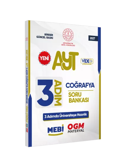 2027 AYT MEBİ-OGM 3 ADIM Coğrafya Soru Bankası RENKLİ A4 Boyut Video Çözümlü BASKI ÜCRETİ