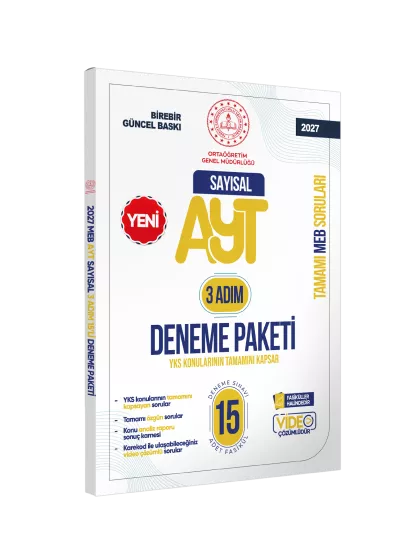 2027 3 Adım YKS-AYT Sayısal MEBİ Özgün Sorular 15li Deneme Fasikül Paketi Video Çözümlü BASKI ÜCRETİ
