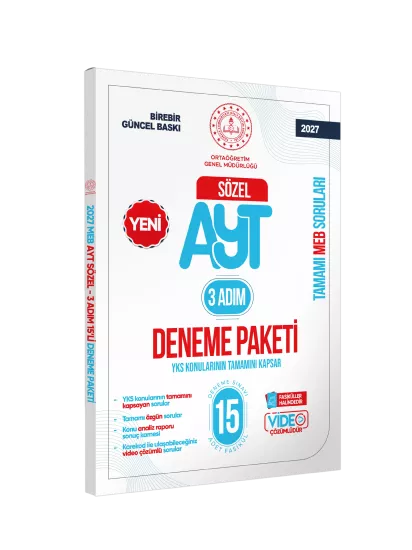 2027 3 Adım YKS-AYT Sözel MEBİ Özgün Sorular 15li Deneme Fasikül Paketi Video Çözümlü BASKI ÜCRETİ