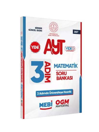 2027 AYT MEBİ-OGM 3 ADIM Matematik Soru Bankası RENKLİ A4 Boyut Video Çözümlü BASKI ÜCRETİ