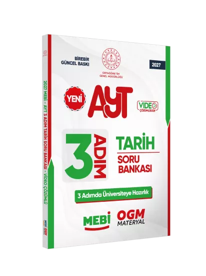 2027 AYT MEBİ-OGM 3 ADIM Tarih Soru Bankası RENKLİ A4 Boyut Video Çözümlü BASKI ÜCRETİ