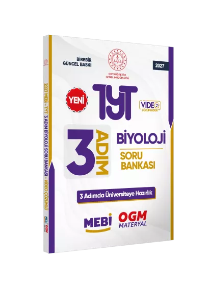 2027 TYT MEBİ-OGM 3 ADIM Biyoloji Soru Bankası RENKLİ A4 Boyut Video Çözümlü BASKI ÜCRETİ
