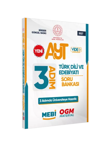2027 AYT MEBİ-OGM 3 ADIM Türk Dili Edebiyatı Soru Bankası A4 Boyut Video Çözüm BASKI ÜCRETİ