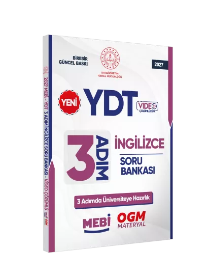 2027 YDT MEBİ-OGM 3 ADIM İngilizce Soru Bankası RENKLİ A4 Boyut Video Çözüm BASKI ÜCRETİ