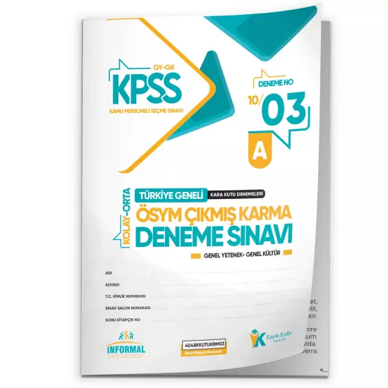 2026 KPSS ÖSYM Arşivi Çıkmış Soru Karma Genel Yetenek Genel Kültür D. Çözümlü Deneme 10/3.Kitapçık