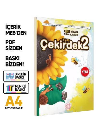 2027 3 Yaş Okul Öncesi MEB Etkinlik Kitabı Çekirdek 2 Eğlenceli ve Öğretici Aktiviteler BASKI ÜCRETİ